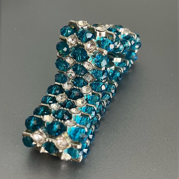 Blue Crystal and White Rhinestone Bracelet - Picture 2 of 2